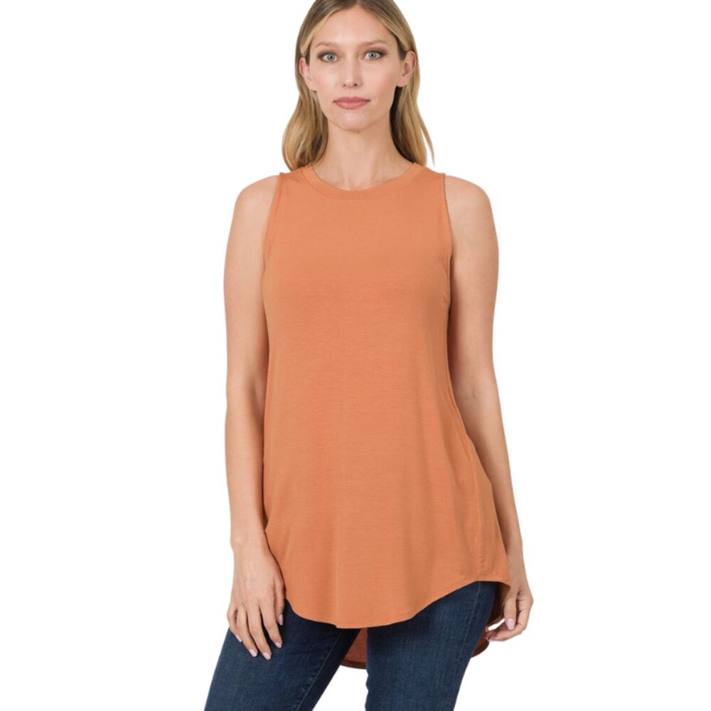 ❄️‎ CLEAROUT ❄️Zenana Sleeveless Hi-Low Tank in Butter Orange